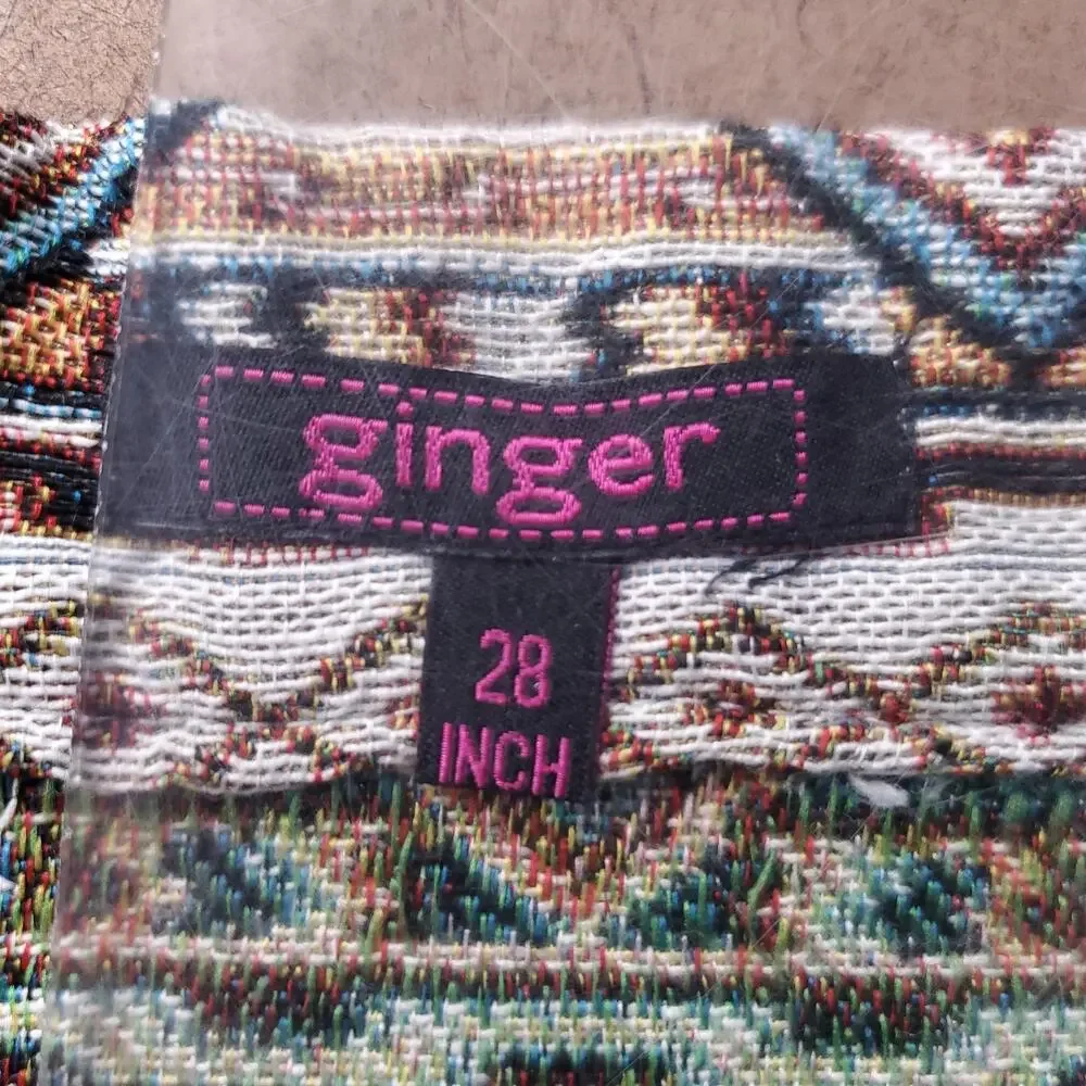 Ginger Micro Mini Skirt Womens 28 Multicolor Geometric Aztec Tribal Casual